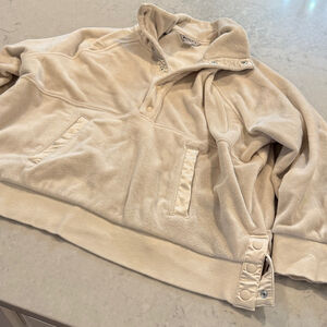 Athleta Cream Fuzzy Snap Pullover size 1X